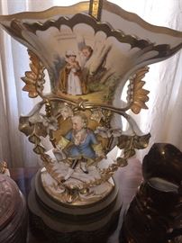  French Pat sir pat PORCELAIN large figurative vase with children figures made as lamp