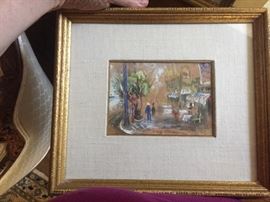 Small Guache painting Israeli artist 1940's
