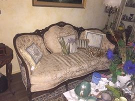 Great antique couch with newer upholstery French design