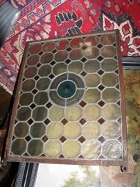 Unusual antique stained glass panel