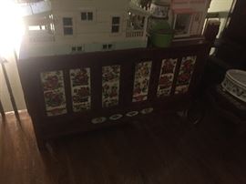 Hand painted inset tile chest
