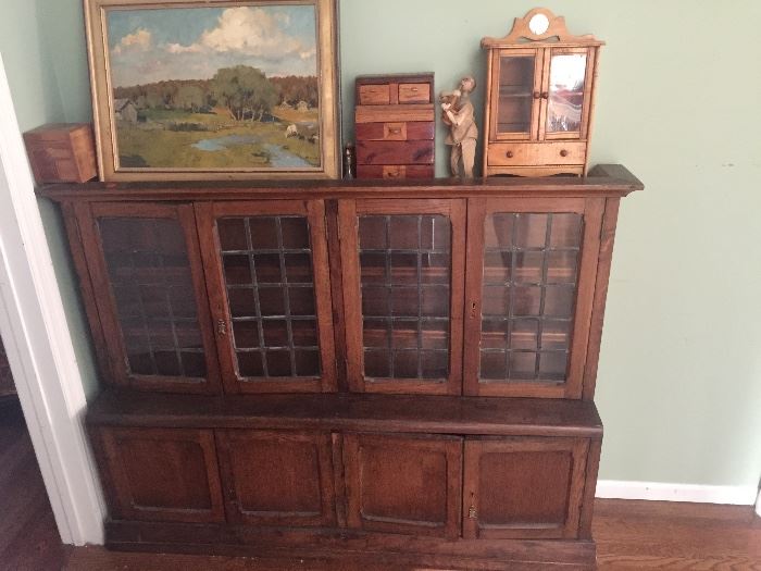 Very rare 19 century salesman sample wall unit with lease glass windows was made as sample for larger full size installation. 