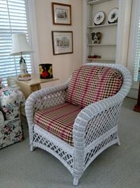 White wicker armchair