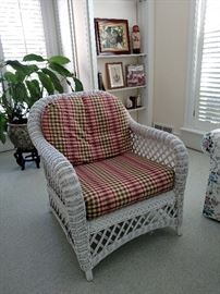 White wicker armchair