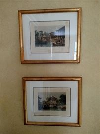 Pair of framed engravings by S. Bradshaw from a drawing by T. Allom