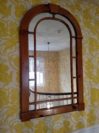 Arch top pine framed mirror