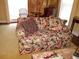Slipcovered settee