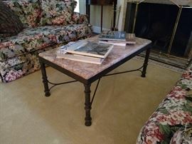 Marble top metal base coffee table