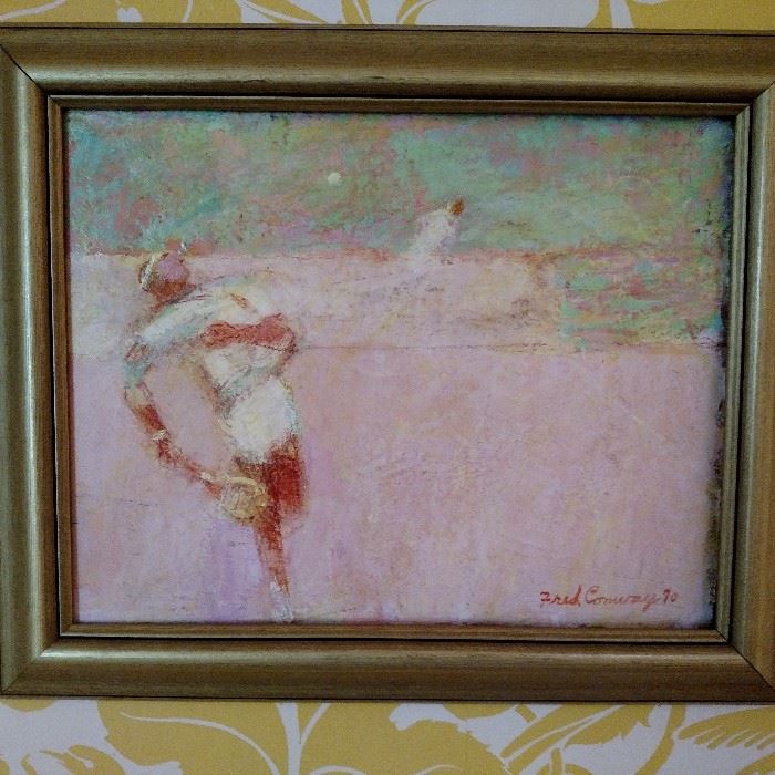 Fred Conway oil painting of tennis players
