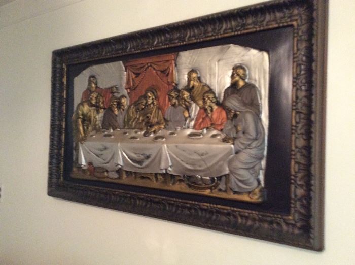 RARE 3D ANTIQUE LORD'S SUPPER IN METAL