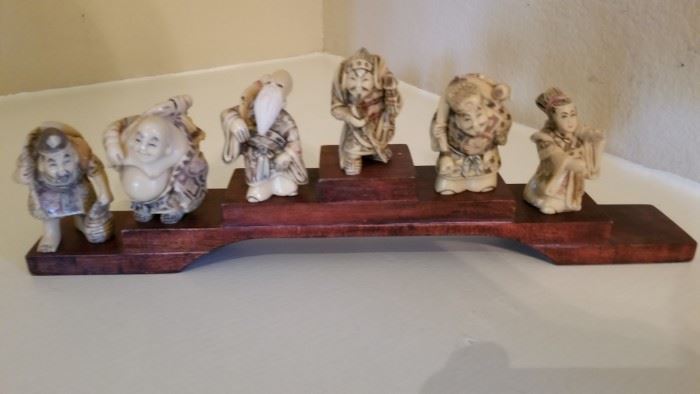 "Netsuke" figurines - set of 6, appear to be imitation. One is broken.