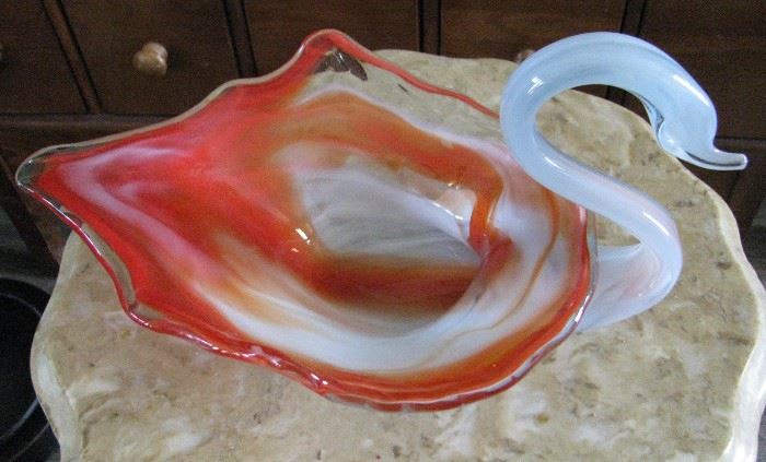 Orange white Art Glass