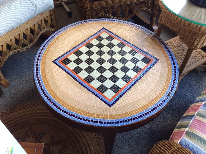 MID CENTURY TILE CHESS TABLE