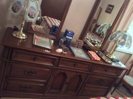 Queen size Bedroom set - bed, dresser with mirror, night stand and chest of drawers