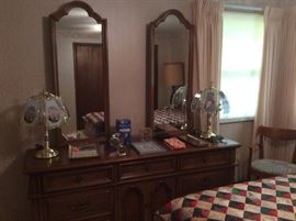 Queen size Bedroom set - bed, dresser with mirror, night stand and chest of drawers