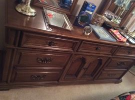 Queen size Bedroom set - bed, dresser with mirror, night stand and chest of drawers