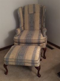 Matching sofa and wing back chair with ottoman
