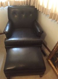 Leather chair and ottoman