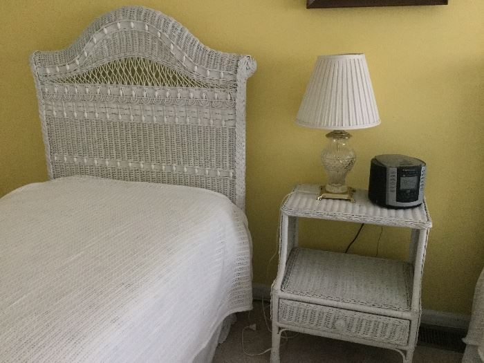 Wednesday sale* White wicker twin beds, starts on 8/13/2018