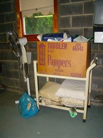 Outdoor Serving Cart, Lots of Vintage Travel Bags