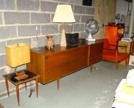Smilow/ Thielle Credenza w/ sliding doors, Mid Century Lamps, Chair