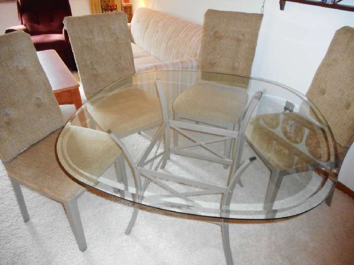 GLASS TOP TABLE AND 4 CHAIRS