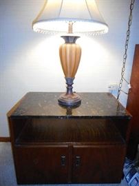 MARBLE TOP END TABLES - 1 OF 2