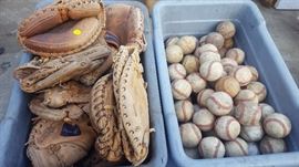 old gloves and base balls