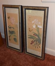 framed oriental silks