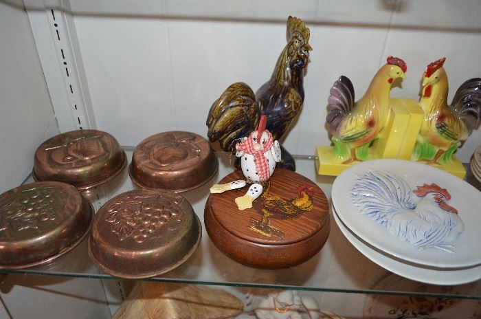 copper molds; rooster collectibles
