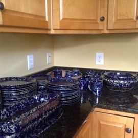 Large Selection of "Blue Agate" Bennington Pottery