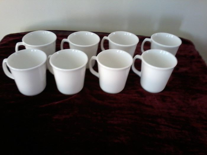 8 White Corningware Coffee Cups      http://www.ctonlineauctions.com/detail.asp?id=741046