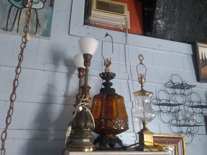Many vintage table lamps , singles and pairs available$20 and up