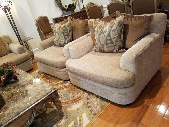 Century oversized fully upholstered armchairs