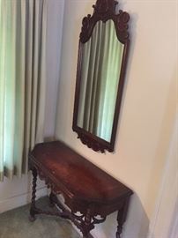 Antique table and mirror 