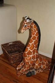 Giraffe Floor Sculpture and Basket