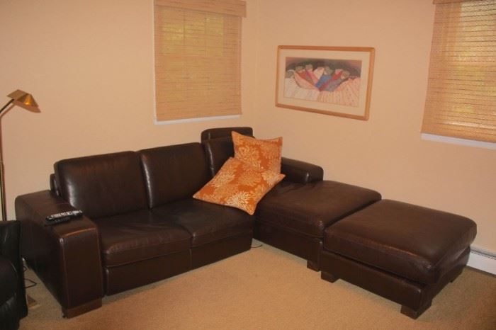 Small Sectional with Accent Pillows and Art