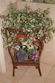 Wicker Table with Plants