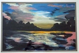 Sunset Oil on Paper Painting 11.50x17.50