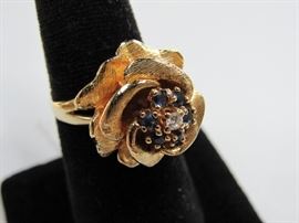 14kt Gold Diamond & Sapphire Ring