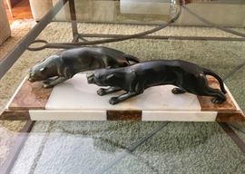 Antique French Bronze Jaguars
