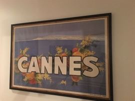 Original vintage 1930 French CANNES poster - backed in linen & framed