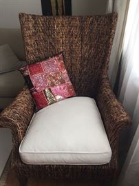 Woven Chair with African Pillow.