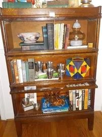Barrister bookcase, pottery and assorted