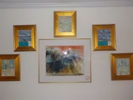 ZL Feng watercolor and collection of cold wax and oil paintings by Pam Ogden