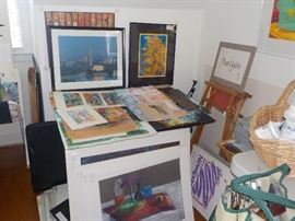 Stacks of unframed original works, some bundled with lot pricing