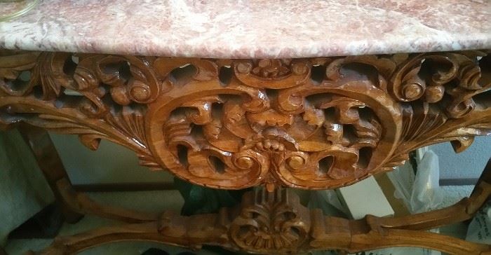 close up of carving