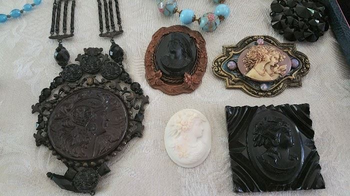 previously described medallion necklace - multiple cameos in various materials