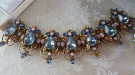 incredible HUGE rhinestone bracelet but missing 2 stones