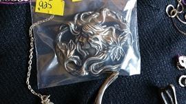 large sterling art nouveau pin